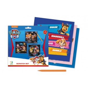 Škrabací obrázok 3ks farebný Tlapková patrola/Paw Patrol 20x20cm na karte