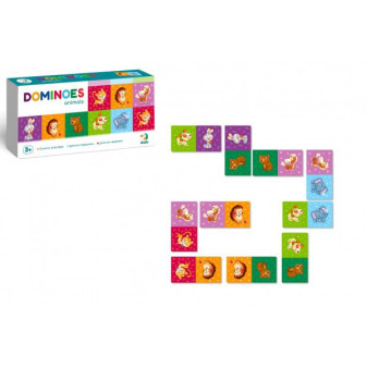 Domino zwierzęta/zwierzęta 28 elementów gra planszowa w pudełku o wymiarach 23x12x4cm