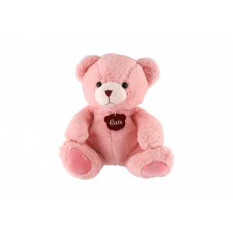 Medveď sediaci plyš 40cm ružový v sáčku 0+