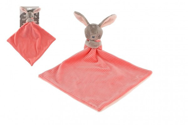 Zajac / Zajačik zaspávač plyš 25x25cm ružový na karte v sáčku 0+