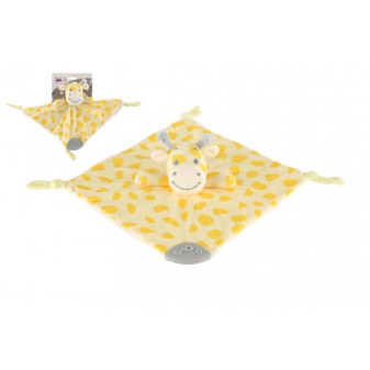 Gryzak śpiąca żyrafa pluszowy 25x25cm żółty na kartce w woreczku 0+