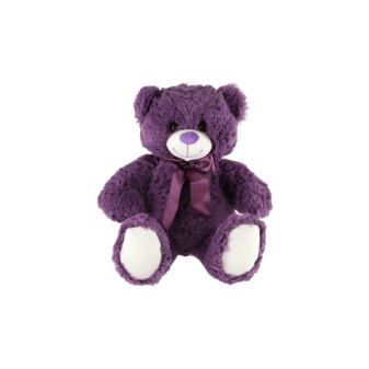 Medveď s mašľou plyš 50cm fialový v sáčku 0+