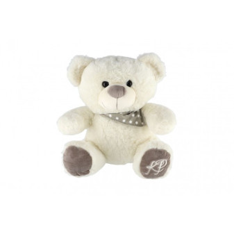 Medveď/Medvedík sediaci so šatkou plyš 35cm biely v sáčku 0+