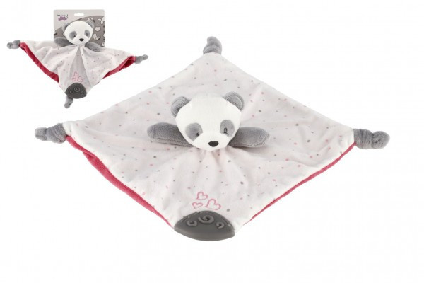 Pluszowa grzechotka-grzechotka dla dziecka Panda śpiąca 25x25cm w woreczku 0+