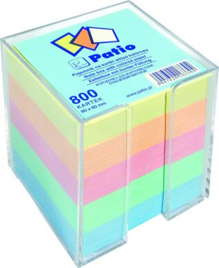 Kostka nelepená barevná v plastovém zásobníku, 8x8, 800 listů