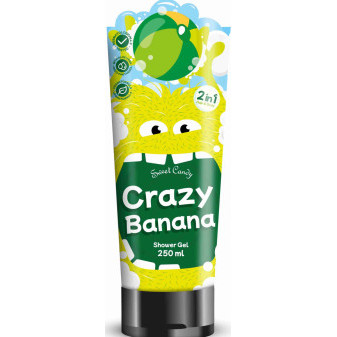 Sweet Candy Vegan 2w1 dla dzieci szampon i żel pod prysznic Crazy Banana, 250 ml