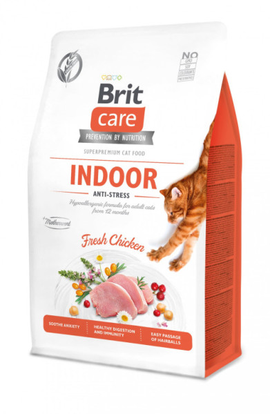 Brit Care Cat Bezzbożowa karma do stosowania wewnątrz, antystresowa 0,4 kg