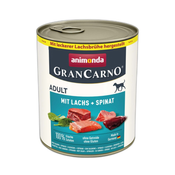 Animonda GranCarno Adult karma w puszkach dla psów z łososiem i szpinakiem 800g
