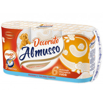 Toaletní papír Almusso Dekorato 3vrs., 6ks v balení, oranžový, 22m