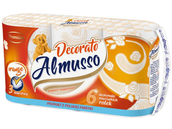 Toaletní papír Almusso Dekorato 3vrs., 6ks v balení, oranžový, 22m