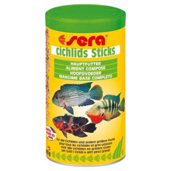 Sera podstawowy pokarm dla średnich i dużych pielęgnic Cichlids Stick 1000ml Natura