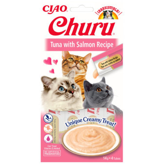 Churu cat masové pyré - tuňák, losos 56g