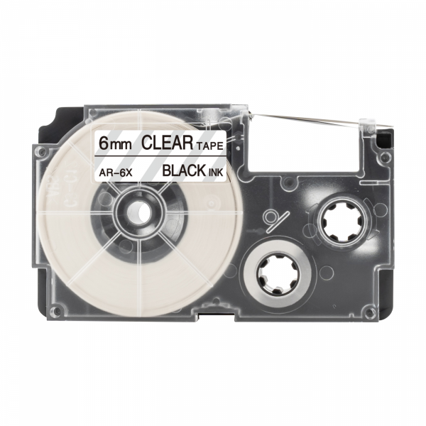 Alternativní páska Casio XR-6X, 6mm x 8m černý tisk / průhledný podklad