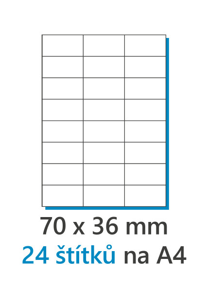 Etiketa 70x37mm/100ks, A4 bílá, Labels 1/24