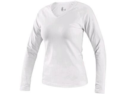 Tričko CXS MARY, dámske, výstrih do V, dlhý rukáv, biela, vel. XL