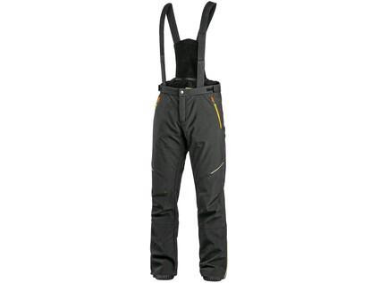 Spodnie zimowe softshell CXS TRENTON, męskie, czarne z żółto-pomarańczowymi dodatkami HV