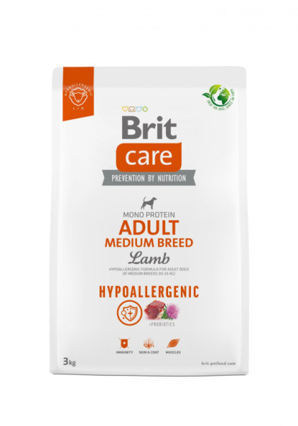 Brit Care Dog Hypoallergenic Adult Medium Breed - lamb and rice, 3kg