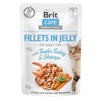 Kapsička Brit Care Cat Filety v Jelly with Tender Turkey & Shrimps 85 g