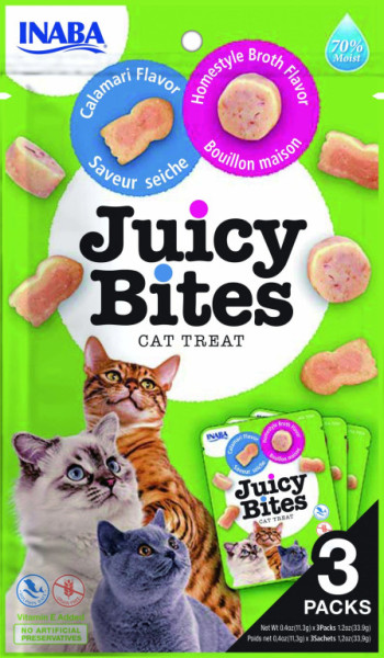 Inaba cat Juicy Bites - domáci vývar, kalamáre 33,9g