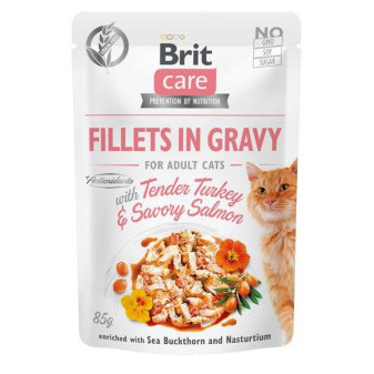 Brit Care Cat Fillets in GravyTurkey & Savory Salmon 85g