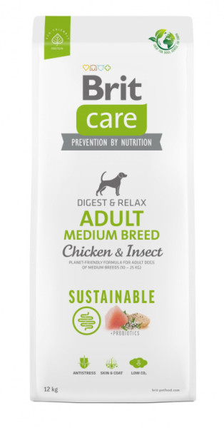 Brit Care Dog Sustainable Adult Medium Breed - chicken and insect, 12kg