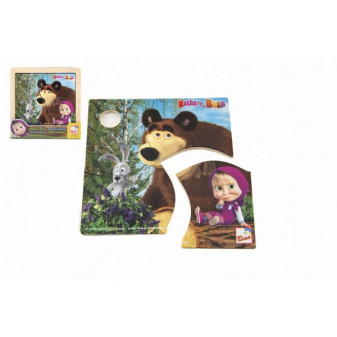 Skládačka Puzzle dřevo Máša a Medvěd se zajícem 4ks 15x15cm 12m+