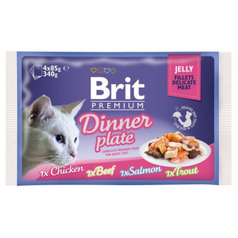 Brit Premium Cat Delikatne Filety w Galarecie Obiadowy Talerz 340 g (4x85 g)
