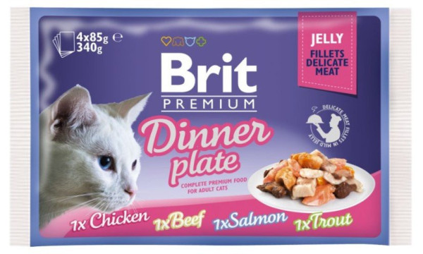 Brit Premium Cat Delikatne Filety w Galarecie Obiadowy Talerz 340 g (4x85 g)