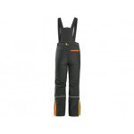 Zimowe spodnie softshell CXS TRENTON, dziecięce, czarne z żółtymi/pomarańczowymi dodatkami HV, rozmiar 140