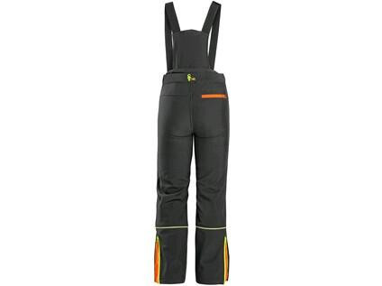 Zimowe spodnie softshell CXS TRENTON, dziecięce, czarne z żółtymi/pomarańczowymi dodatkami HV, rozmiar 140