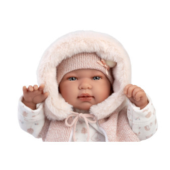 Llorens 84486 NEW BORN - realistická panenka miminko se zvuky a látkovým tělem - 44 cm