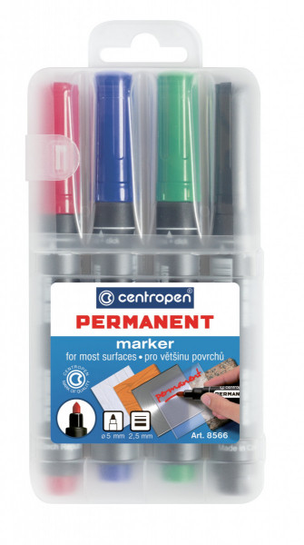 Marker Centropen 8566 zestaw permanentny 4 szt szer. 2,5mm