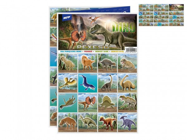 Papierowa gra planszowa Pexeso Dinozaury 32 pary obrazków 21x30cm