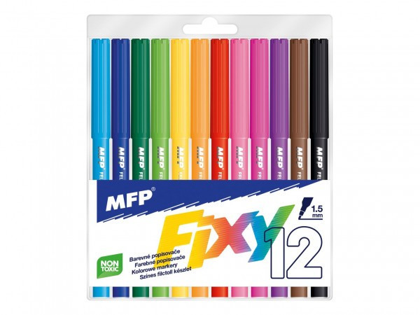 Fixy barevné 12ks v plastovém sáčku 13x16cm
