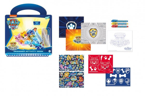 Kreatívna kniha so šablónami Tlapková patrola / Paw Patrol + 3ks pier 23x26cm