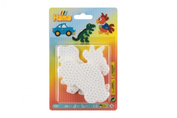 Podložka na zažehľovacie korálky Hama MIDI auto, papagáj, dinosaurus plast 3ks na karte 12x18x3cm