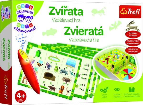 Malý objevitel Zvířata + kouzelná tužka edukační společenská hra v krabici 33x23x6cm