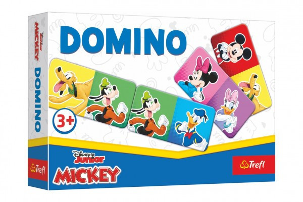 Domino papírové Mickey Mouse a přátelé 21 kartiček společenská hra v krabici 21x14x4cm