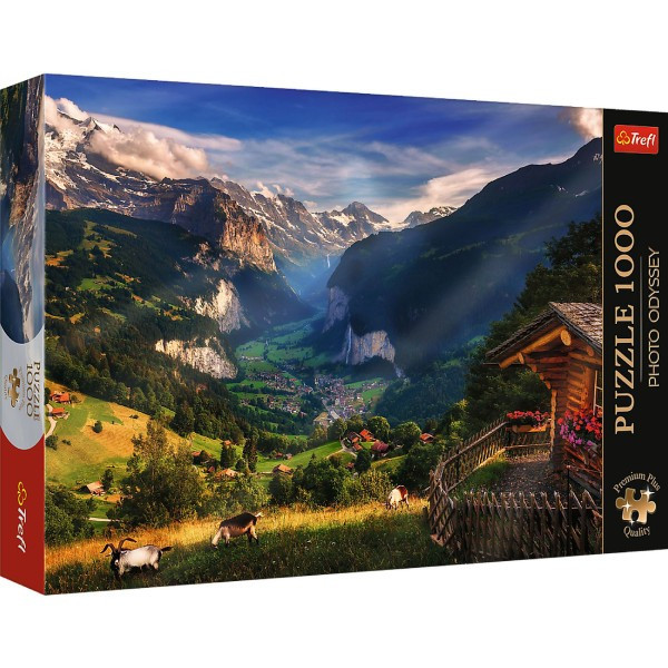 Puzzle Premium Plus - Photo Odyssey: Údolí Lauterbrunnen 1000 dílků 68,3x48cm v krabici 40x27x6c