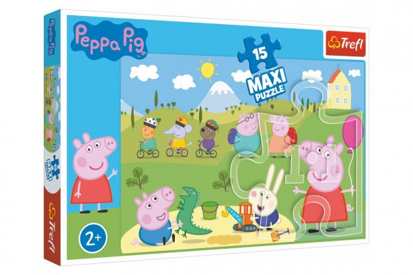 Puzzle Prasiatko Peppa / Peppa Pig Šťastný deň 60x40cm 15 dielikov v krabičke 40x26x4, 5cm 24m+