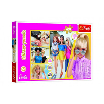 Puzzle Glitter Trblietavá Barbie 48x34cm 100 dielikov v krabici 33x23x4cm