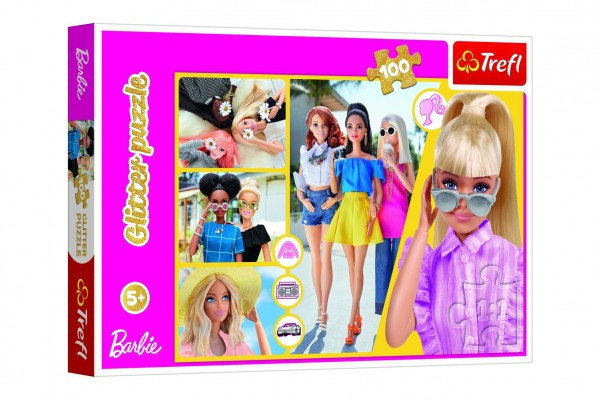 Puzzle Glitter Trblietavá Barbie 48x34cm 100 dielikov v krabici 33x23x4cm