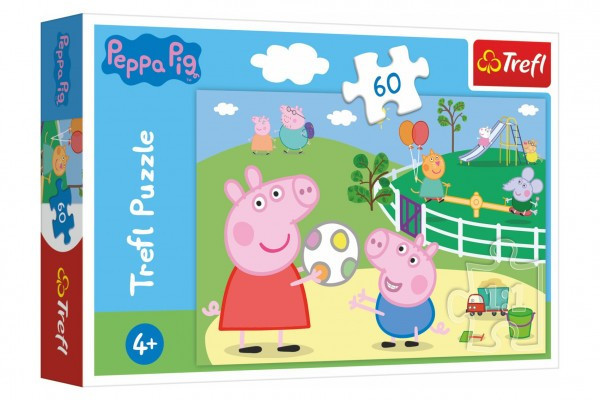 Puzzle Prasiatko Peppa / Peppa Pig Zábava s priateľmi 33x22cm 60 dielikov v krabičke 21x14x4cm
