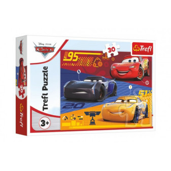 Puzzle Auta před závodem/Cars 3 Disney 27x20cm 30 dílků v krabičce 21x14x4cm