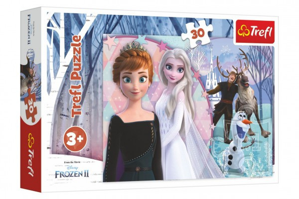 Puzzle Ľadové kráľovstvo II/Frozen II 30 dielikov 27x20cm v krabičke 21x14x4cm