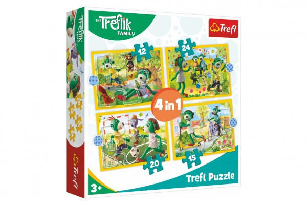 Puzzle 4v1 Rodina Treflíkov 20,5x28,5cm v krabici 28x28x6cm