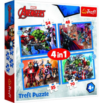 Puzzle 4v1 Stateční Avengers 28,5x20,5cm v krabici 28x28x6cm