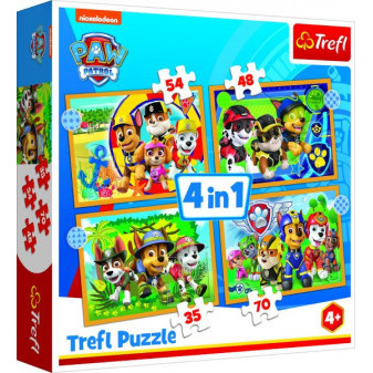 Puzzle 4v1 Prázdniny Tlapková Patrola/Paw Patrol 28,5x20,5cm v krabici 28x28x6cm