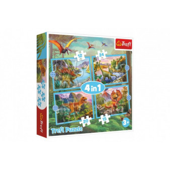 Puzzle 4v1 Unikátní dinosauři 28,5x20,5cm v krabici 28x28x6cm