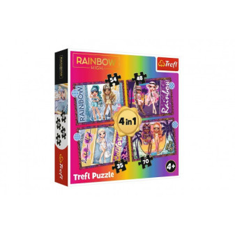 Puzzle 4v1 Módní panenky/Rainbow High 28,5x20,5cm v krabici 28x28x6cm